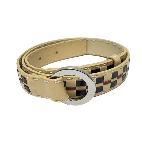 Auth Burberry LONDON - Beige Black Multi Leather Hardware Belt - Picture 1 of 4